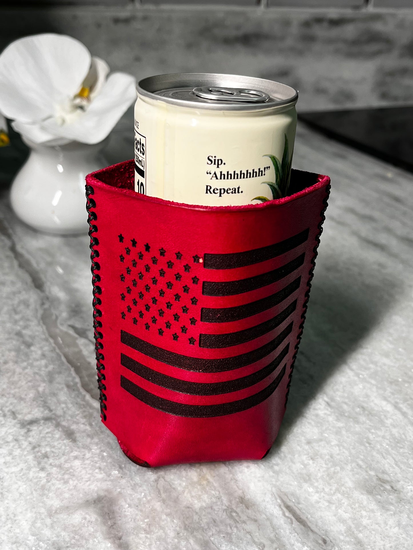 Leather Koozies (red flag)