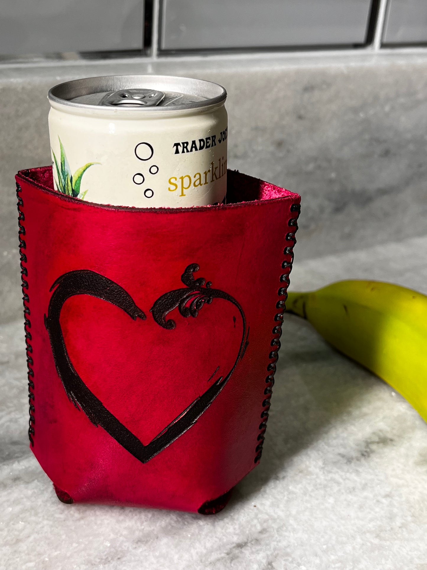Leather Koozies (red heart)
