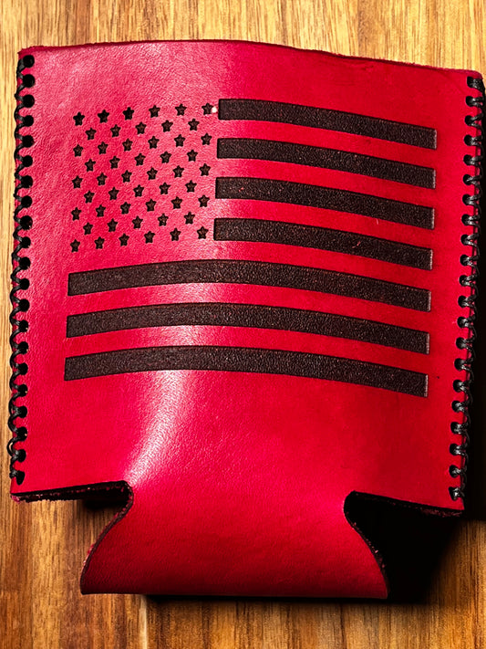 Leather Koozies (red flag)