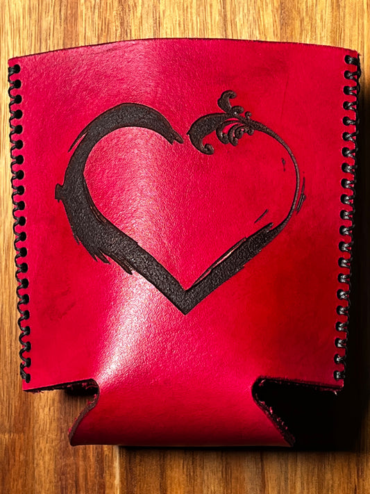 Leather Koozies (red heart)