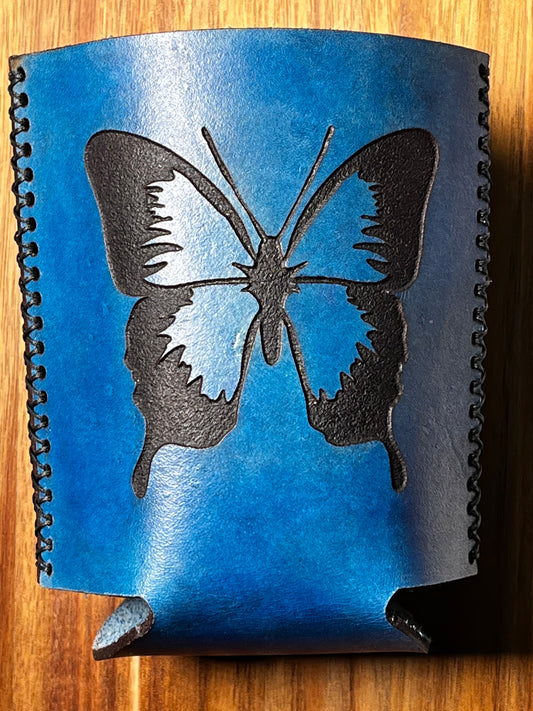 Leather Koozies (blue butterfly)